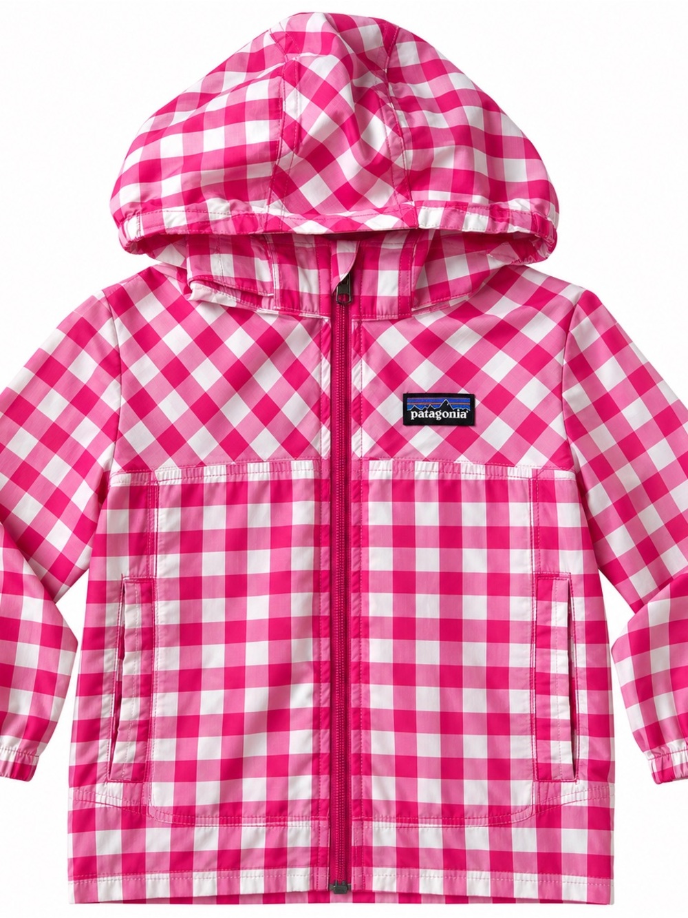 Patagonia Baby Baggies Jacket 2T Pink Gingham Detachable Hood